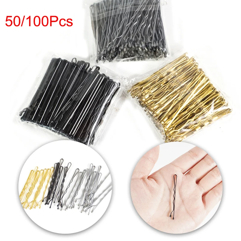 

50/100 Pcs 4 colors 5/6cm Hair Clip Lady Hairpins Curly Wavy Grips Hairstyle Hairpins Women Bobby Pins Styling Hair Accessories