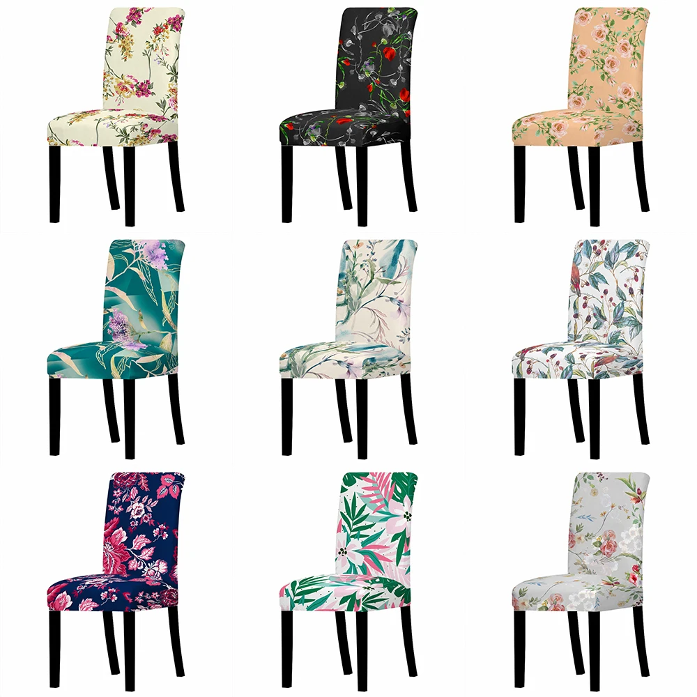 

Abstract Flower Pattern Chair Cover Office Chair Home Spandex Dinner Chair Covers Dining Room Table and Chairs Cushion Cover 1PC