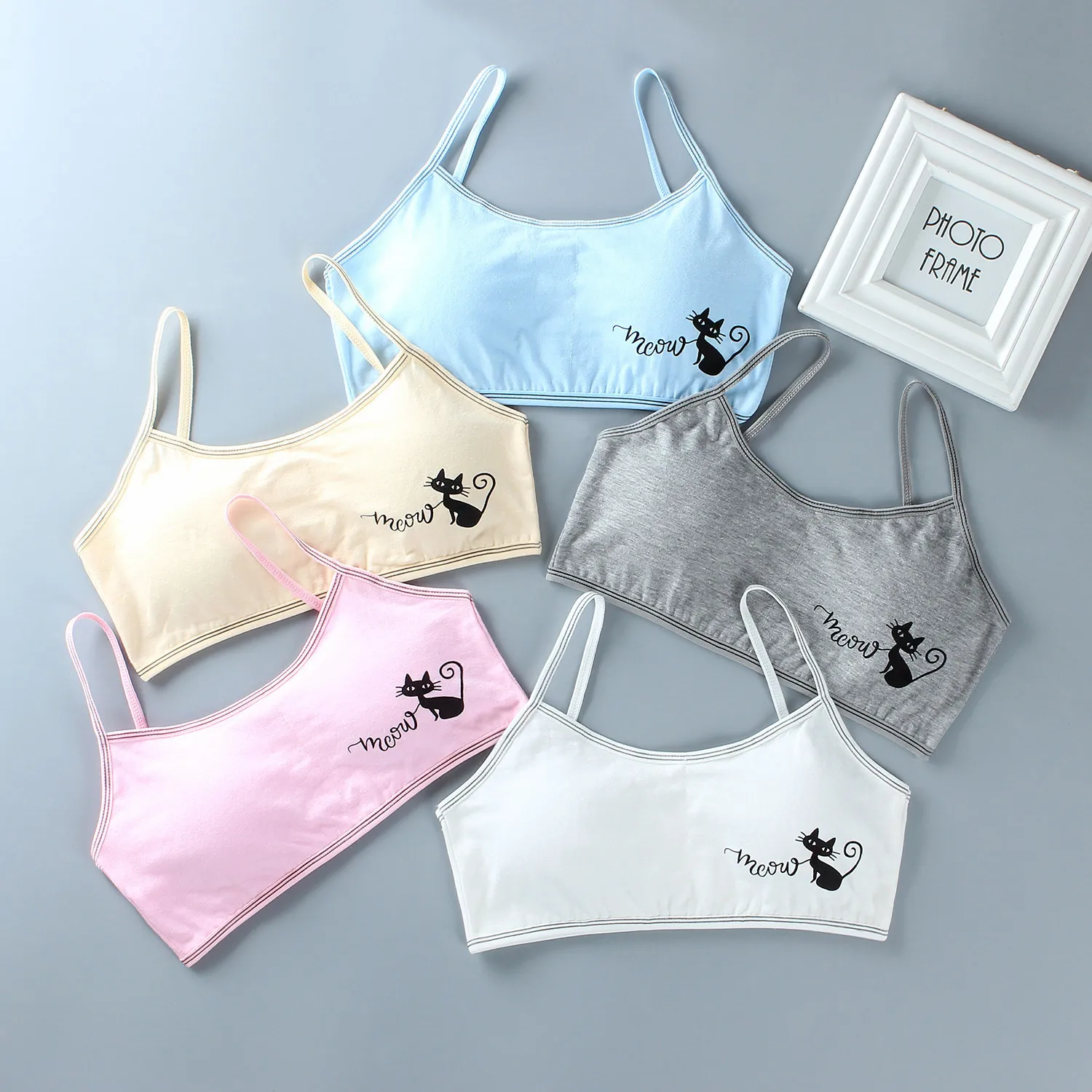 

Cute Cotton Cat Bra Teenage Undrewear Girls Training Bra Crop Top 8-14years