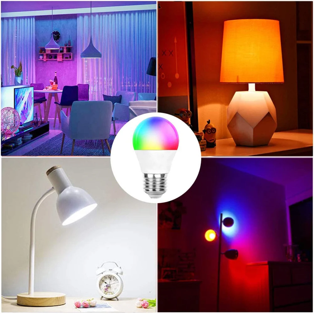 Светодиодная разноцветная лампа RGBW светильник A50 A60 умная с регулятором яркости