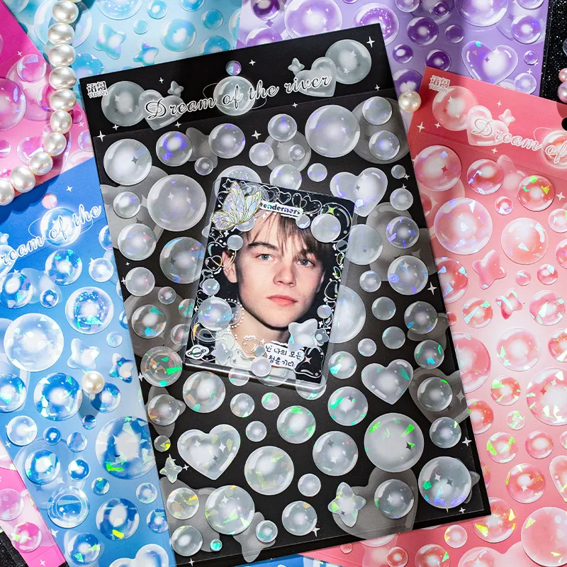 

1pcs Cute Laser Love bubbles Decorative Stickers Planner Diary Album Frame DIY Art Craft Scrapbooking Stationery Stick Label