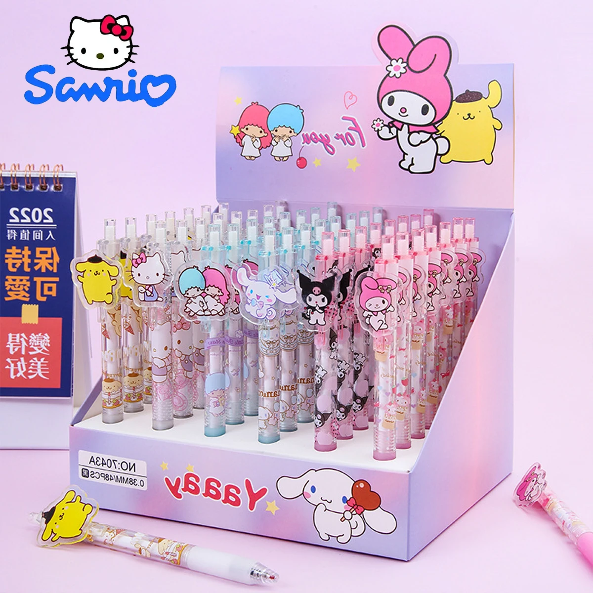 

Sanrio 0.38mm 48pcs Children Cute Signature Pen Stationery Store Boxed Student Study Stationery Wholesale Gel Pen Display Box