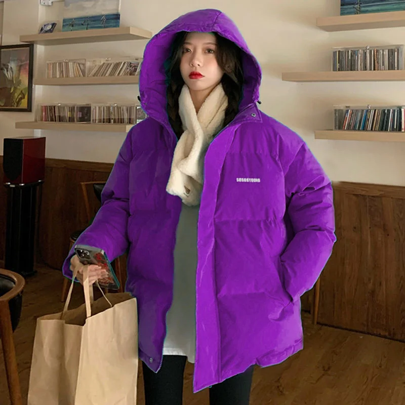 2023 New Korean Loose Solid Short Warm Streetwear Fashion Bubble Bread Coats Winter Thicken Jackets Women Cotton Padded Overcoat
