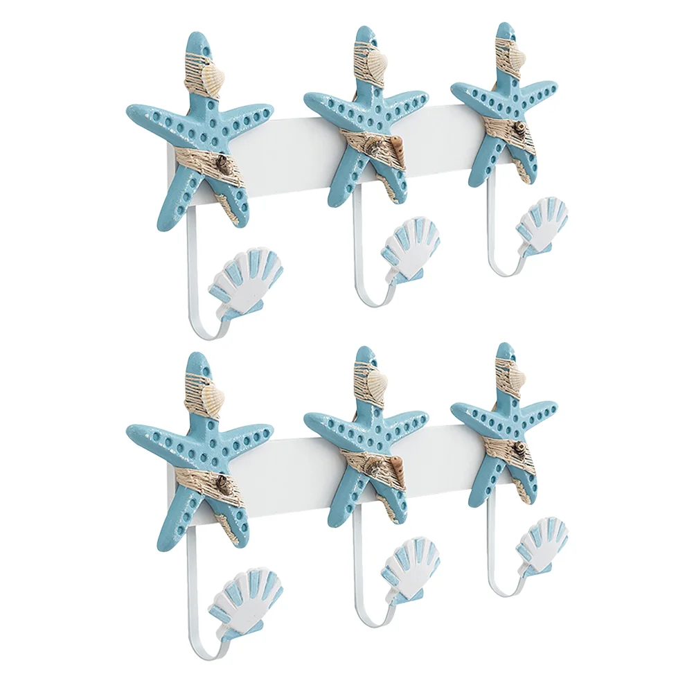 

2 Pcs Mediterranean Hooks Household Clothes Hooks Rack Decorative Hooks