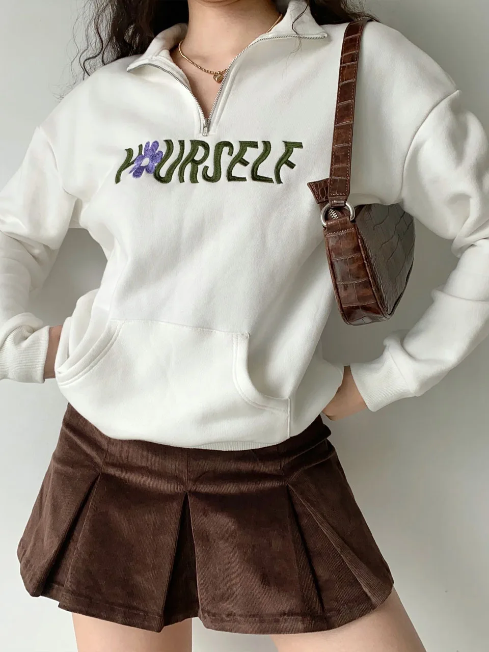 

Vintage letter Embroid Sweatshirts Women Autumn 2022 Harajuku Casual Long Sleeve Letters Print Oversized Hoodies Pullovers Tops