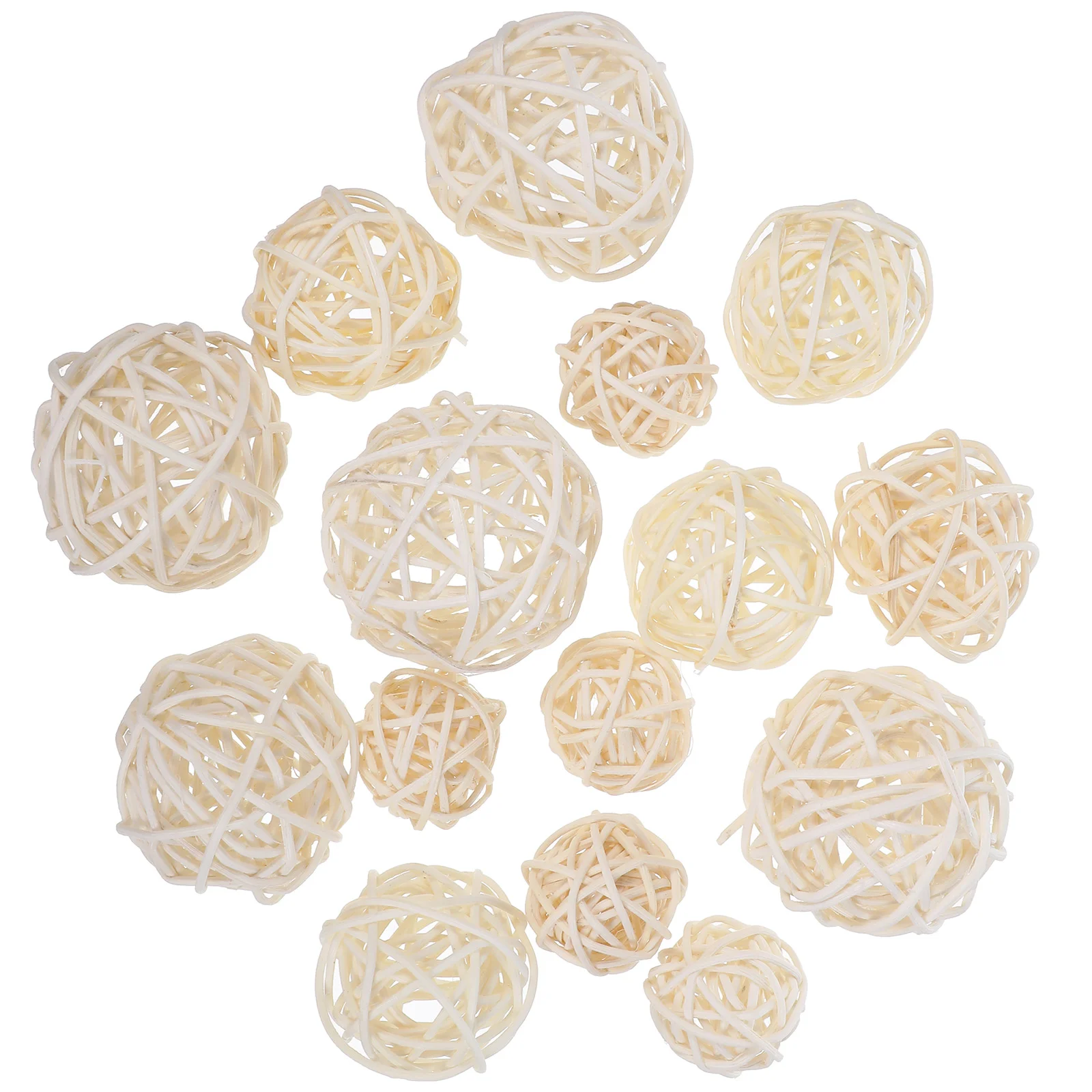 

15pcs Wicker Rattan Ball Wedding Christmas Party Hanging Decoration ry Mobiles 3cm 4cm 5cm (White) Paper