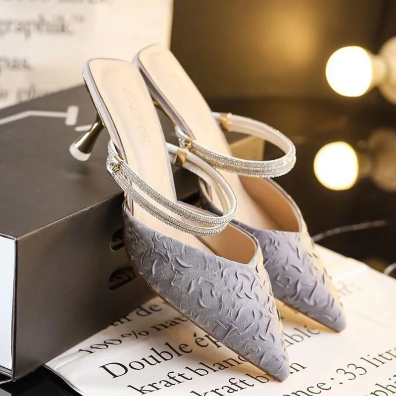 Женские сандалии с кристаллами летние элегантные женские туфли-лодочки