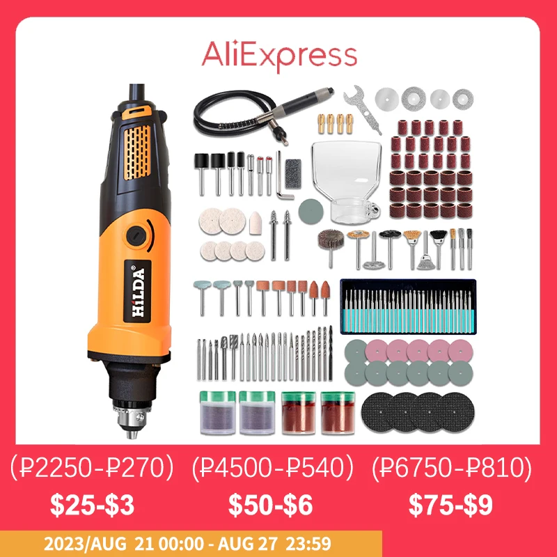 HILDA Mini Electric Drill Rotary Tools Variable Speed Grinder Grinding Toolwith Engraving Accessories 220V Mini Drill