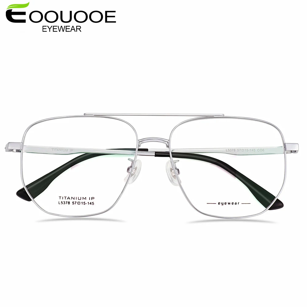 

57mm Special For Large Face Men Glasses Frame Ultralight Titanium Double Bridge Polygon Eyeglasses Optical Prescription