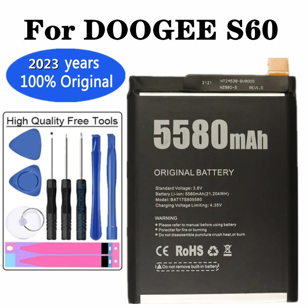 Фото Аккумулятор Для Doogee S60, сменные батареи, перезаряжаемая батарея Doogee S60, S60 Lite, батарея BAT173605580, 5580 мАч, протестированные + ремонтные инструменты №1