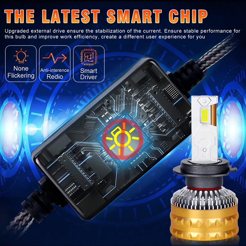 Фото 2000W H4 LED H7 Лампы для фар H8 H9 H11 H1 9005 HB3 9006 HB4 9012 Автоматические противотуманные фары 9570 CSP Чипы Высокая мощность 6500K LED 12V №5