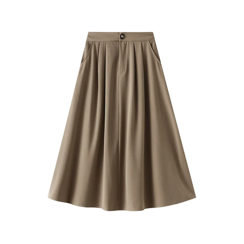 

Костюм темпераментная юбка Осенняя универсальная трапециевидная юбка с высокой талией длинная юбка тонкая широкая юбка-зонтик драпировка