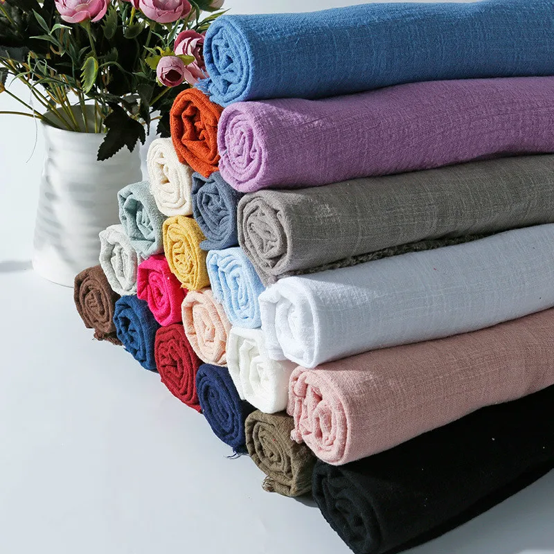 Мягкая льняная плотная хлопчатобумажная ткань для шитья однотонная тонкая