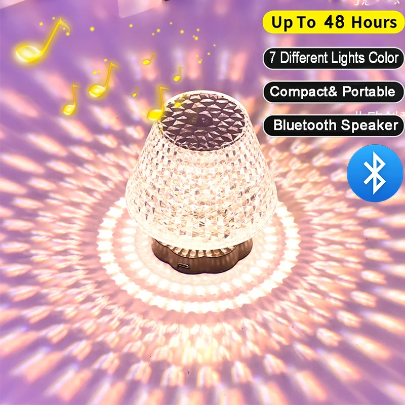 

Rechargeable Light LED Night Light Bluetooth Music Bedroom Night Lamp Atmosphere Decoration Crystals Table Light Christmas Gift
