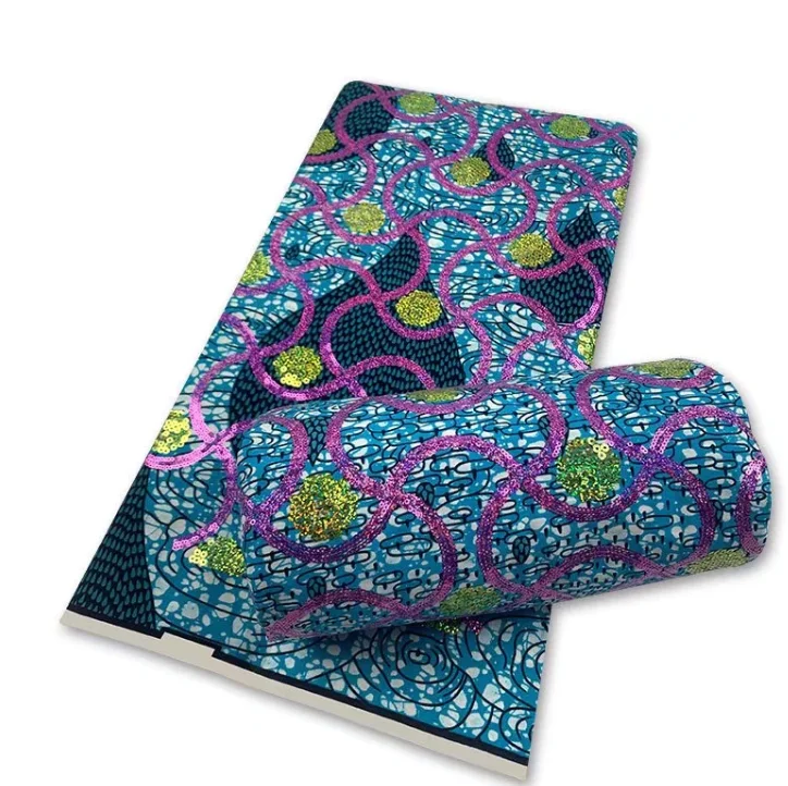 2022 Высококачественная африканская ткань с блестками воск принт хлопок Анкара