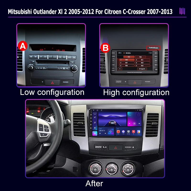 Автомобильная радиостанция Roadivox Android для Mitsubishi Outlander Xl 2 2005 2012 Citroen C-Crosser 2007