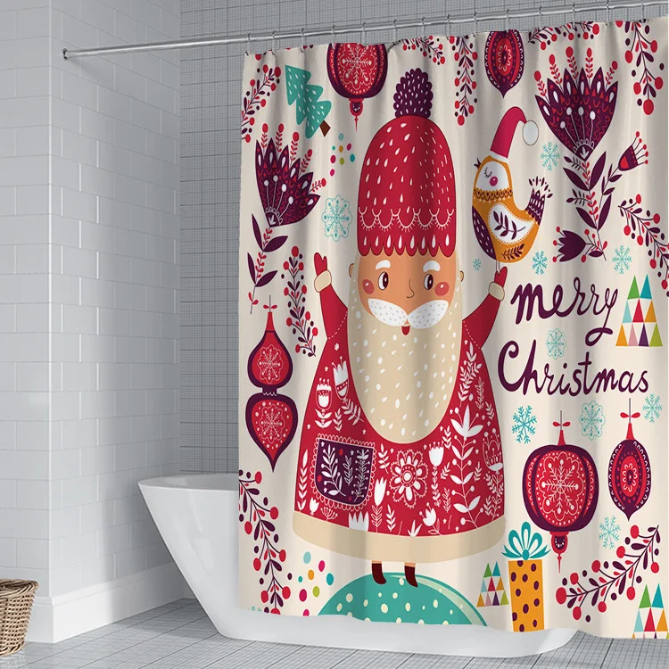 

Рождественская 3D цифровая печать, домашняя Водонепроницаемая душевая занавеска, занавеска для душа из полиэстера, занавеска для душа из ткани