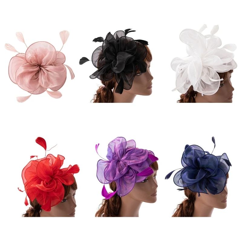 

Women Fascinator Headband Cocktail Headband Flower Fascinator Hat Feather Fascinator Headband Tea Party Headband Dropship