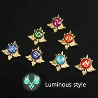 zxmj genshin impact broochs game peripheral luminous brooch eye of god 7 elements metal badge accessories customized gift