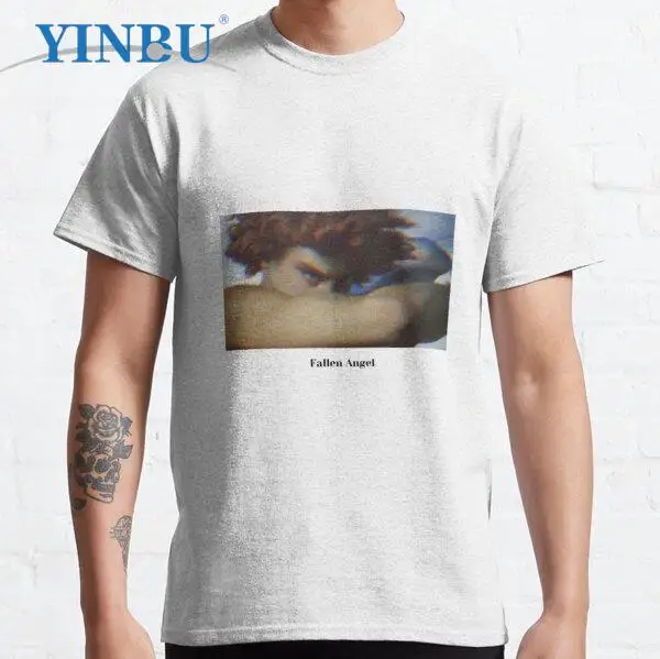 

Fallen Angel Alexandre Cabanel glitch Men's short Fallen Ange funny print t-shirt YINBU Brand Graphic o neck Tee