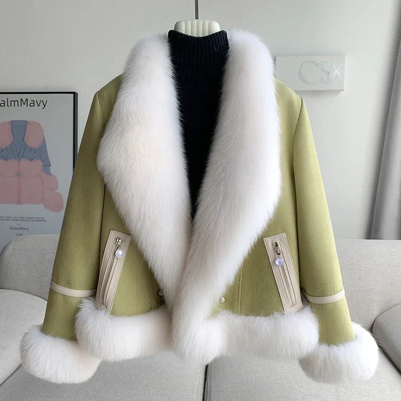 Новинка 2024 дизайнерское зимнее пальто из искусственной замши Женская куртка с