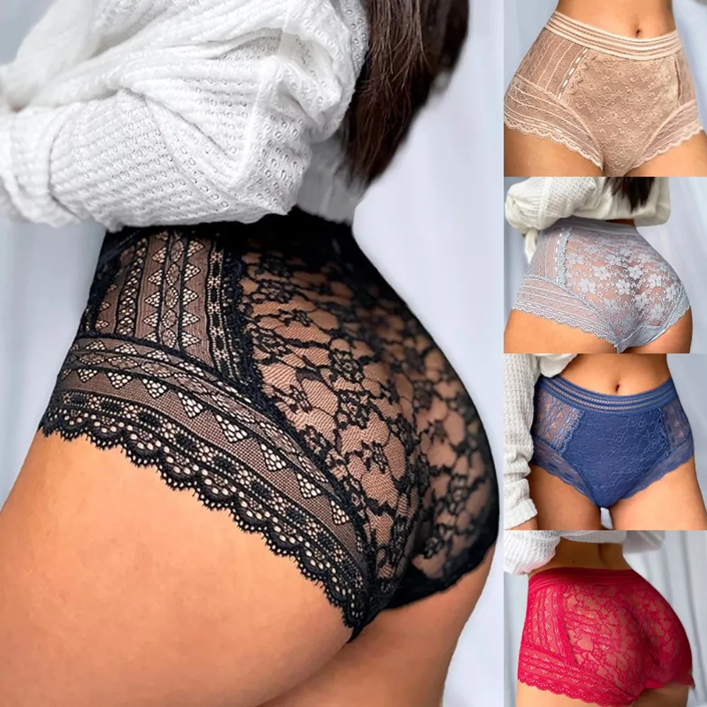 

Women Sexy Lace French High Waist Briefs Underwear Seamless Knickers Panties Shorts Soft Solid Color Breathable Underwear