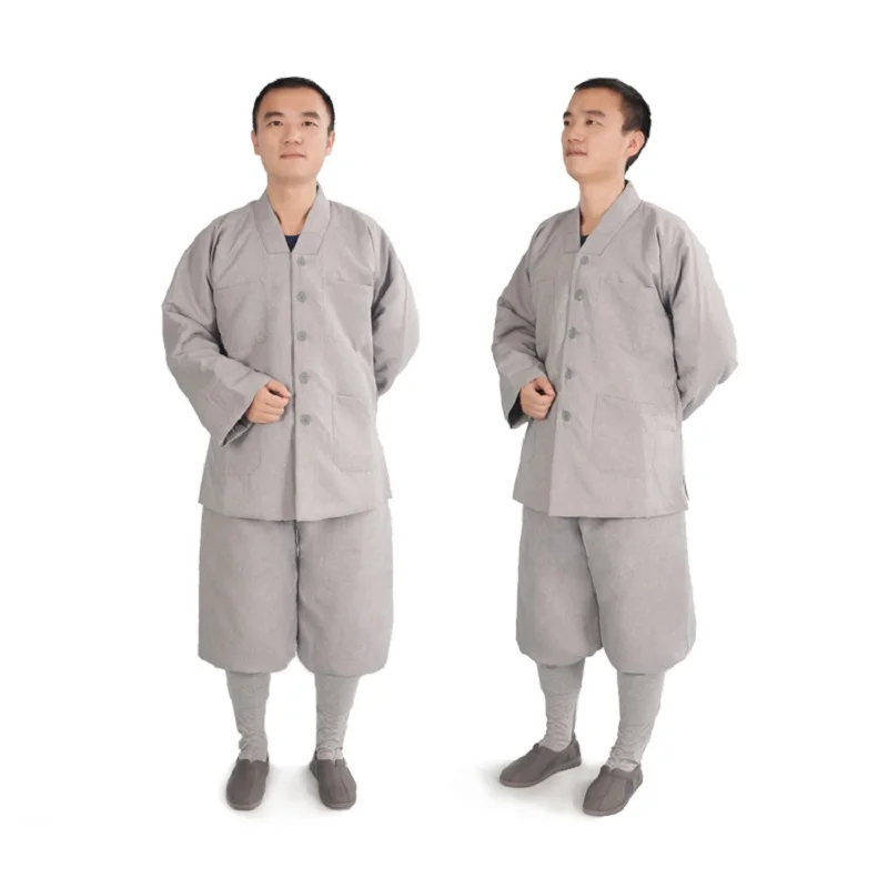 Buddhist Set Shirt Pants Men Women Frock Cotton Thick Clothing Monk Warm Winter