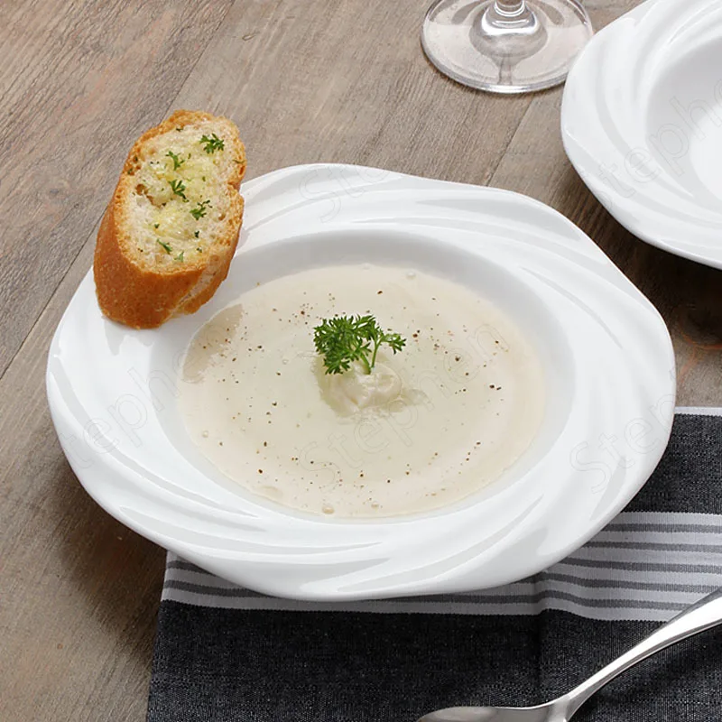 

Керамические тарелки с классической спиральной текстурой, европейская обеденная тарелка для пасты 8, 10 дюймов, Западная тарелка для супа, блюдо для торта, посуда для послеобеденного чая