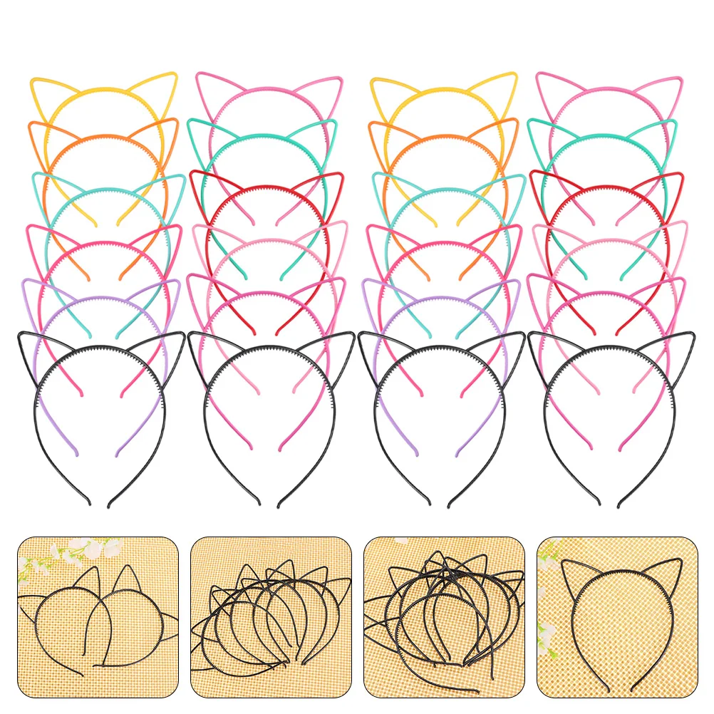 

24pcs Plastic Cat Ears Headbands Decorative Hair Hoops Cosplay Costume Accessories