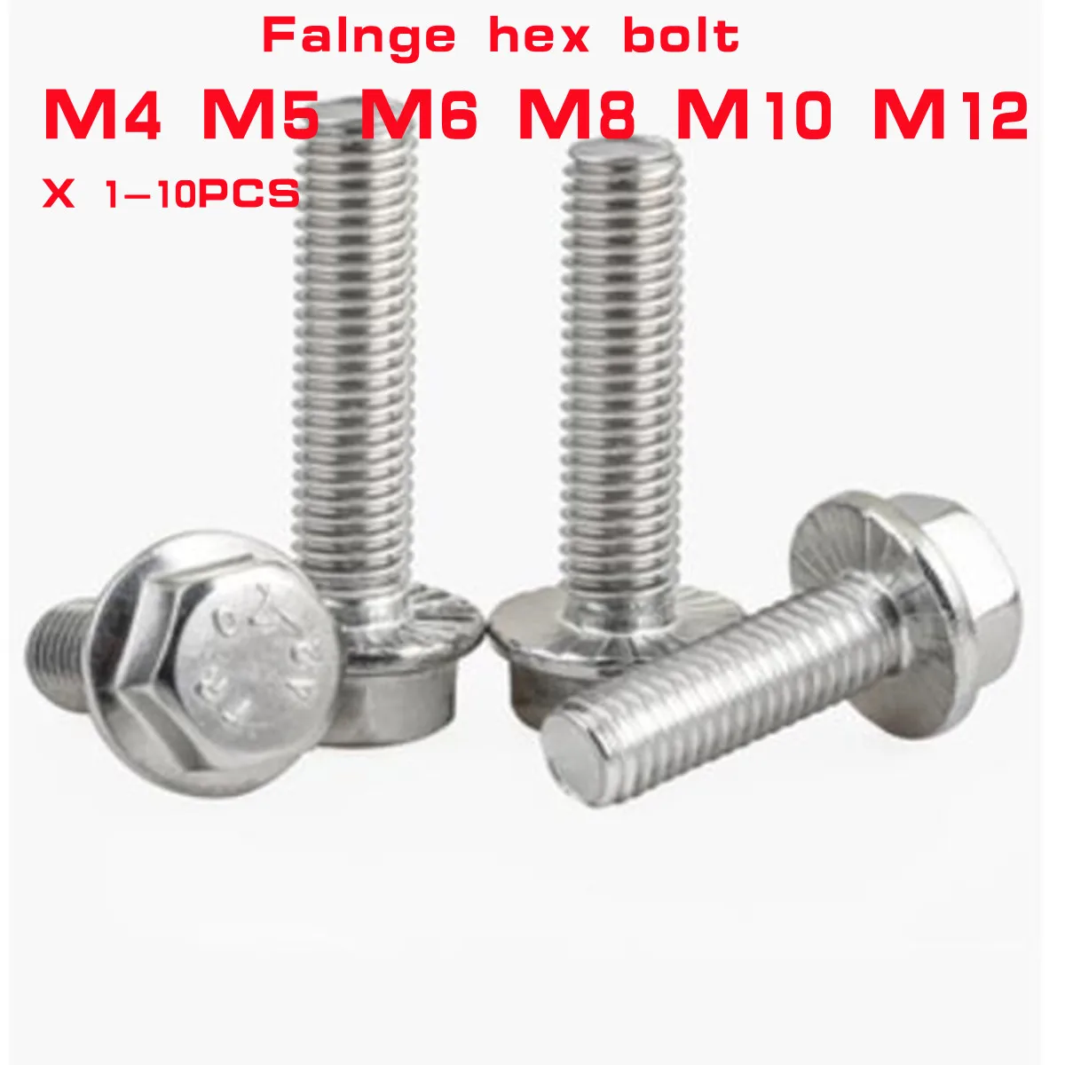 

1/10pcs M5 M6 M8 M10 M12 A2-70 304 Stainless Steel GB5787 Hexagon Head with Serrated Flange Cap Screw Hex Washer Head Bolt