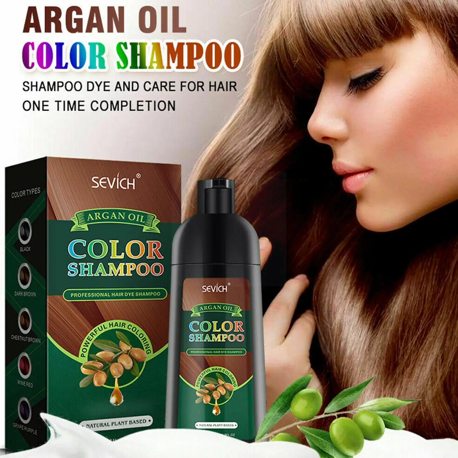 

250ML Natural Permanent Hair Dye Instant Fast Hair Argan Dye Oil Hair Dye Lasting Color Shampoo Colour Multiple Shampoo Lon Z6U7