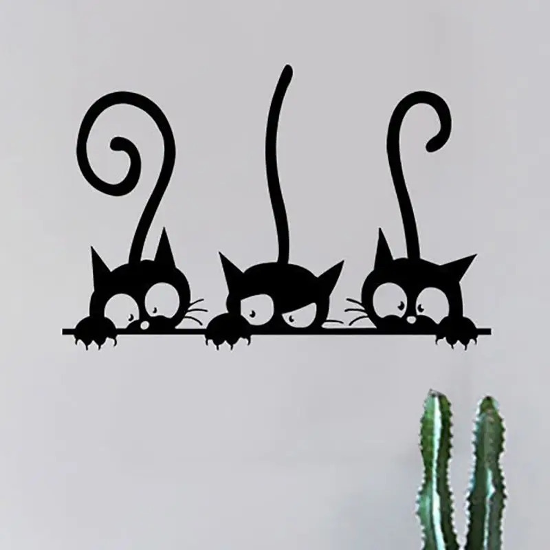 Декоративные настенные стикеры сделай сам с рисунком черных кошек самоклеящиеся