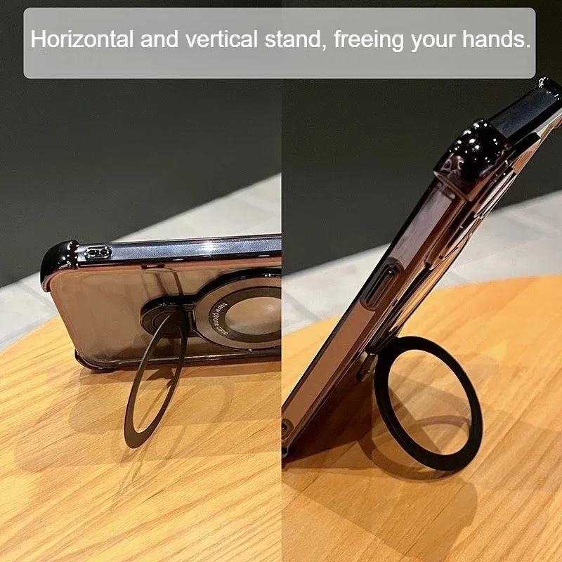 Фото Роскошный магнитный чехол для мобильного телефона с кронштейном для IPhone 17 Pro Max Plus, противоударный силиконовый чехол с покрытием №4