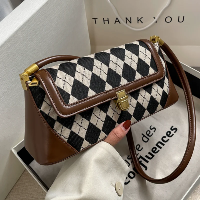 

Тканевая сумочка в стиле ретро с шахматным рисунком, брендовые тоуты, роскошные маленькие дизайнерские Дамские Мягкие боковые чемоданчики ...