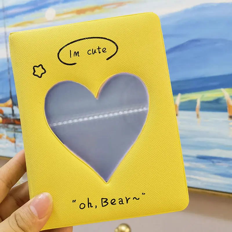 

Free Shipping Love Hollow Photo Album Photocard Holder Cartoon Bear Plaid Album Kpop Card Binder Mini Idol Cards Collect Book