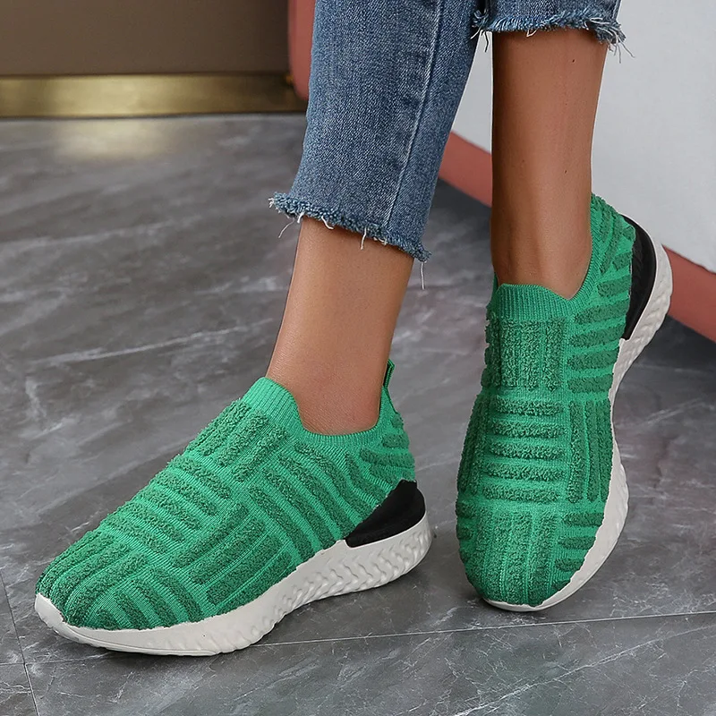 Women Casual Shoes  Sneakers Suede Net Surface Solid Color Thick Sole Breathable Round  Loafers  Flat