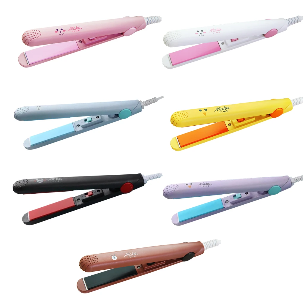 

Hair Straightener Ceramic Heating Flat Hair Curler Portable Hairstyling Curling Iron Pink
