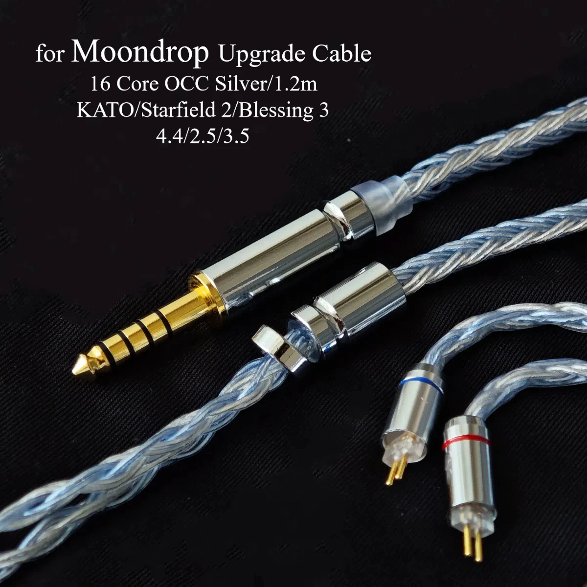 Фото 16-жильный OCC посеребренный обновленный кабель для Moondrop KATO/Starfield 2/Belessing 3, 0,78 мм, 2-контактный провод для наушников HiFi с разъемом 3,5 мм №1