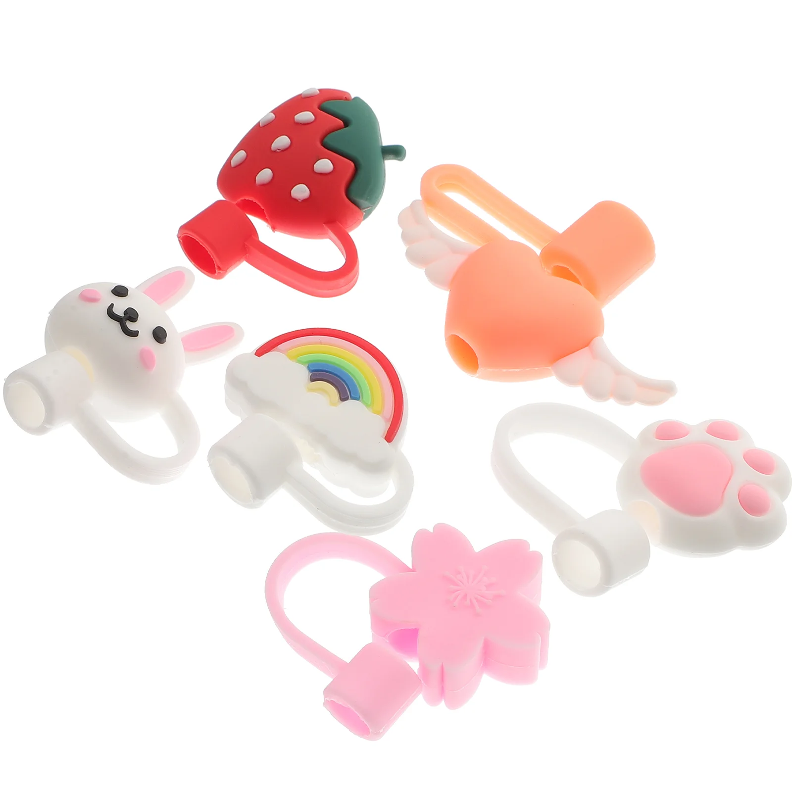 

6 Pcs Silicone Straw Tip Dust-proof Cover Cap 6X4cm Reusable Covers Silica Gel Protectors