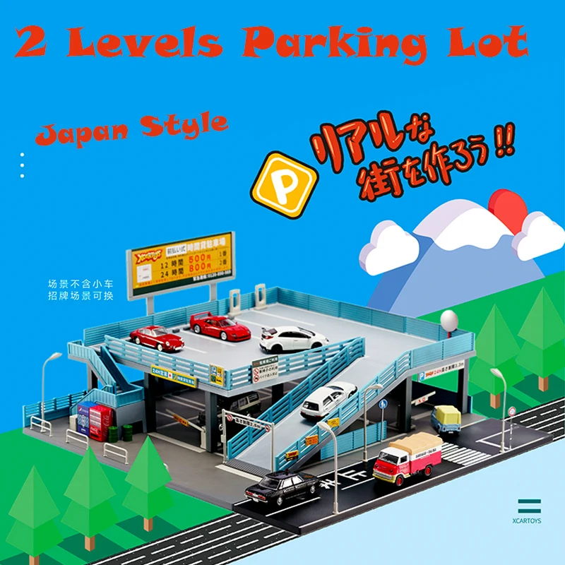 

Diorama 1/64 Model Car Parking Lot 2 Levels Japan Style Vehicle Display Gifts
