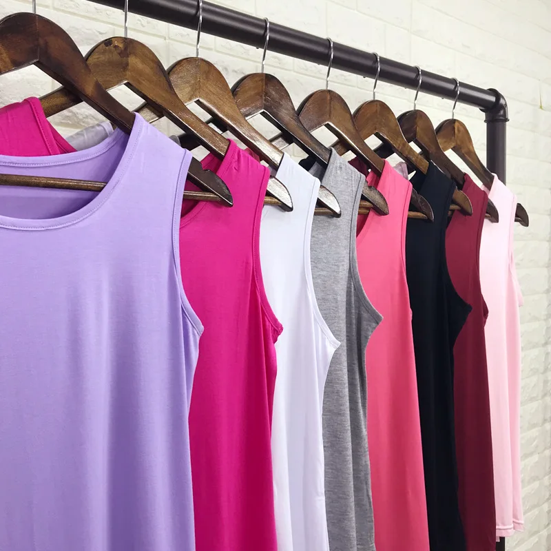 Фото От XL до 8XL Большие размеры Модальные майки однотонные Свободные футболки без рукавов Футболки большого размера летние Жилет универсальные №4