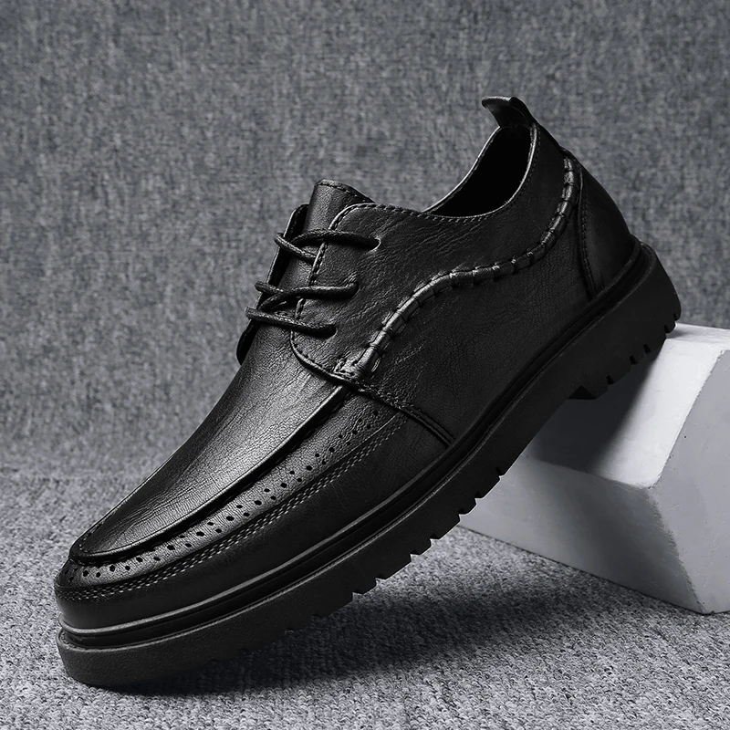 

Men's Leather Shoes Fashion Business Office Oxford Shoes Classic Hand Stitched Breathable Casual Shoes Elegant Men Formal Shoes