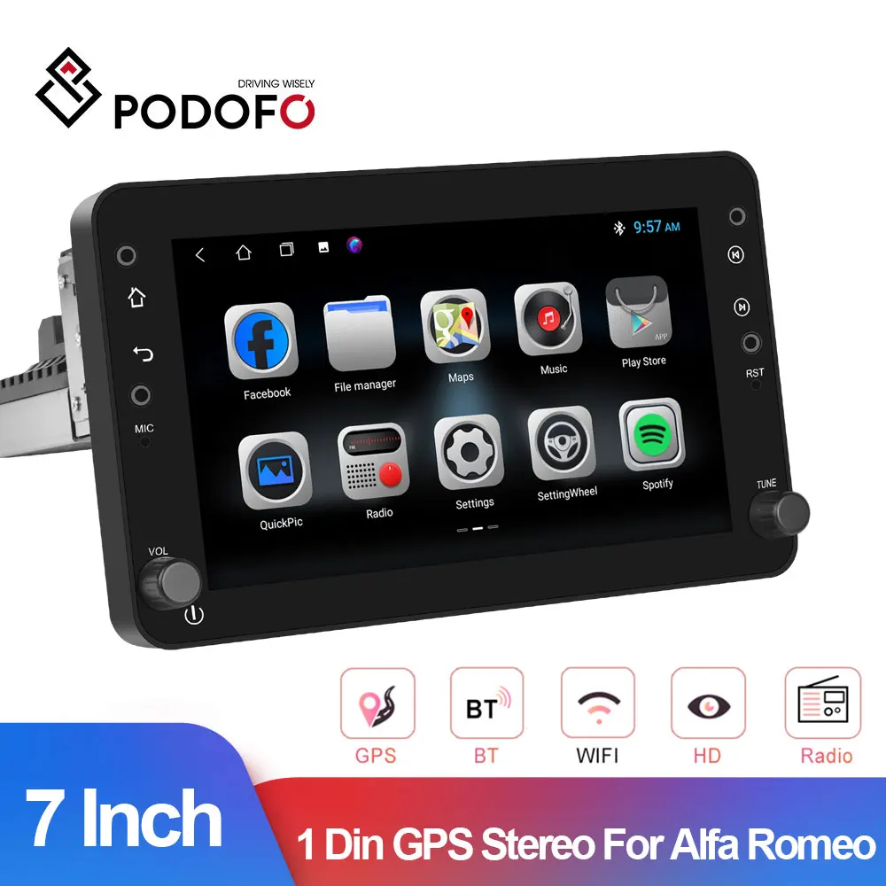 

Podofo Android 12 Car Radio for Alfa Romeo GPS Navigation Multimedia Player Wifi 1din Auto Stereo FM Radio Receiver No DVD