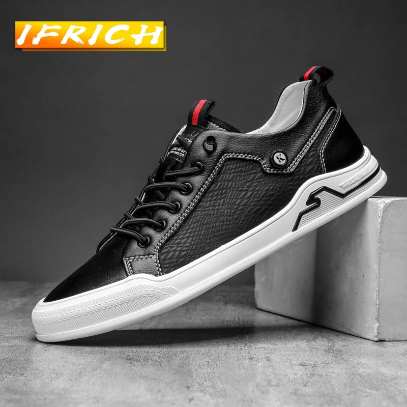 

Original Men Lace Up Sneakers Split Leather Fashion Anti-Slip Mens Designer Sneakers Spring Soft Bottom Walking Shoes Men