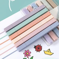 6pcs cute candy color double head highlighter pens kawaii highlighter set manga pen markers midliner pastel student stationery