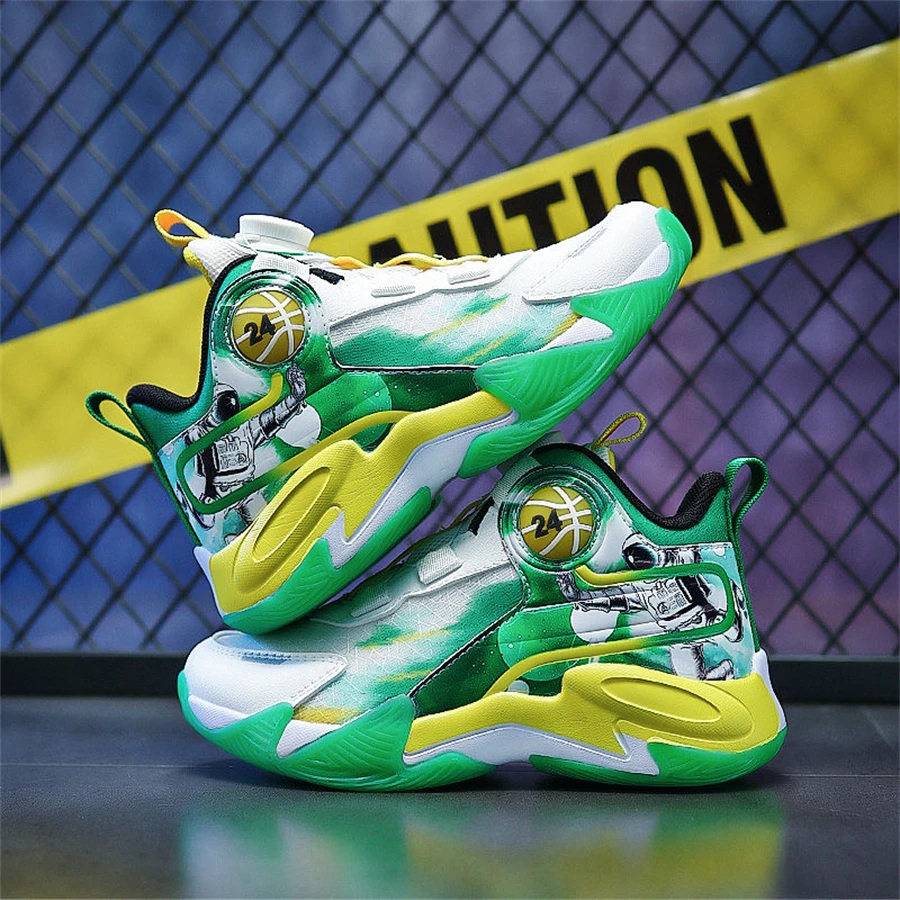 New Arrival Top Quality Kids' Basketball Shoes Students Sport Shoes Brand Jordans Rotary Button Running Shoes Boys Sneakers