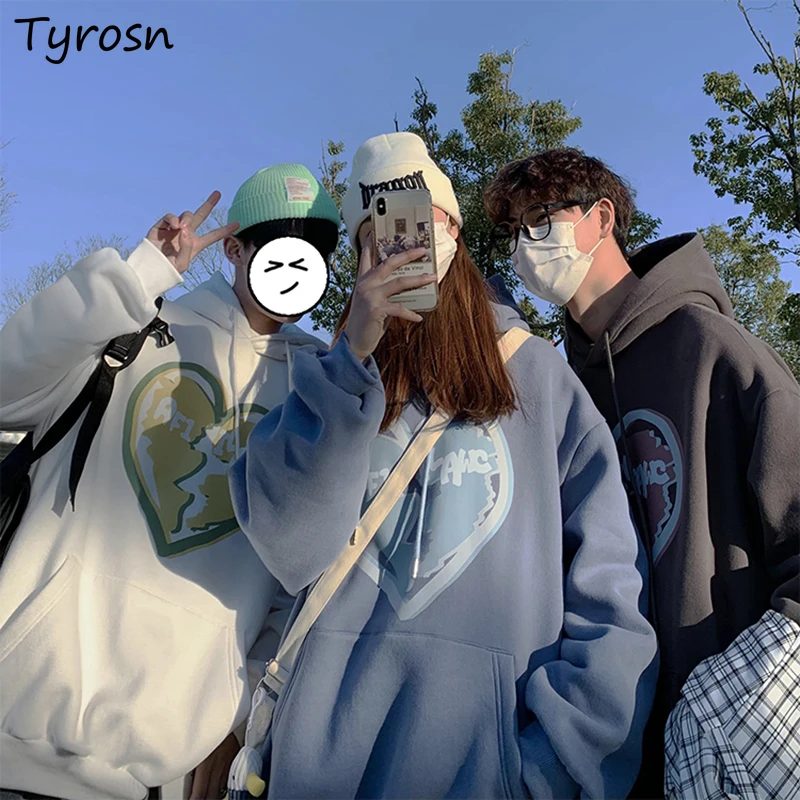 

Женские толстовки с капюшоном и принтом, универсальные дизайнерские Свободные корейские модные парные Топы