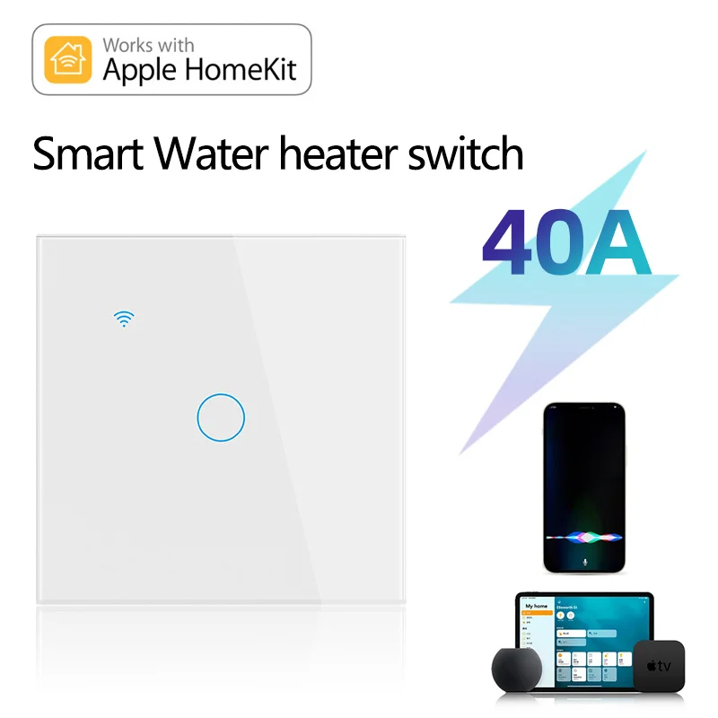 

HomeKit 40A Smart Touch Switch For Boiler Water Heater Timer Panel Switch High Power WiFi Light Switch Works With Alexa Alice