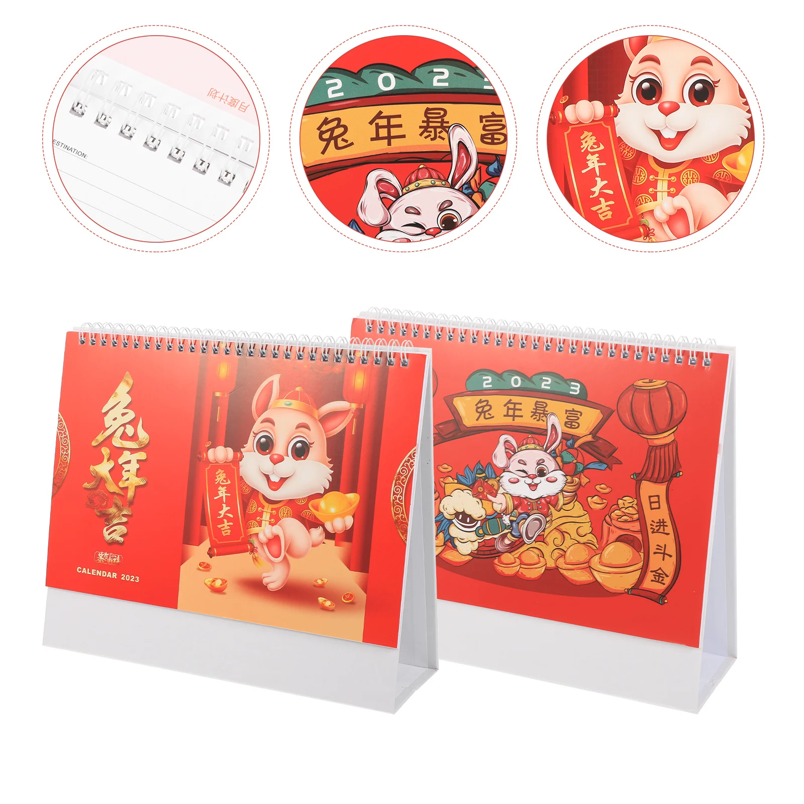 

Calendar Desk Decor Tabletop Home Exquisite Standing Traditional Chinese Decorative Yearbunny