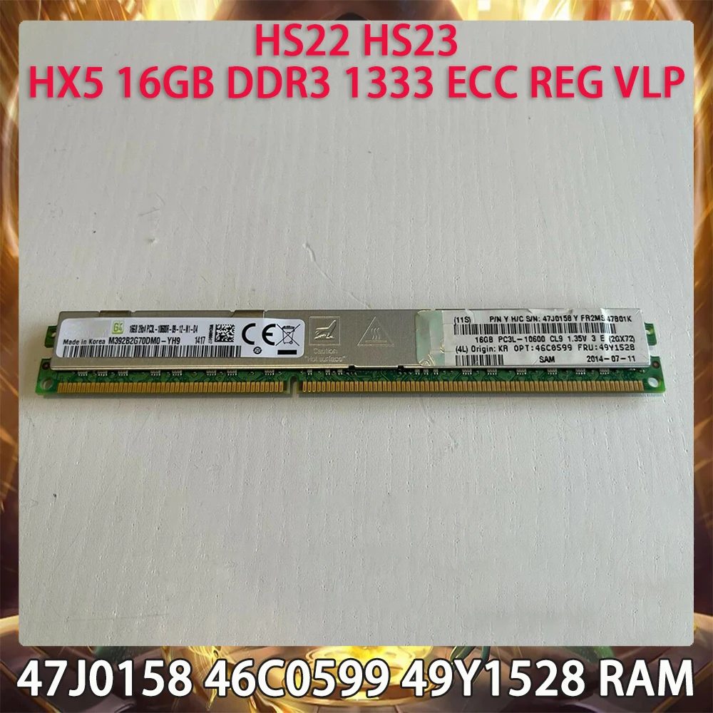 

Server Memory 47J0158 46C0599 49Y1528 HS22 HS23 HX5 16GB DDR3 1333 ECC REG VLP RAM Works Perfectly Fast Ship High Quality